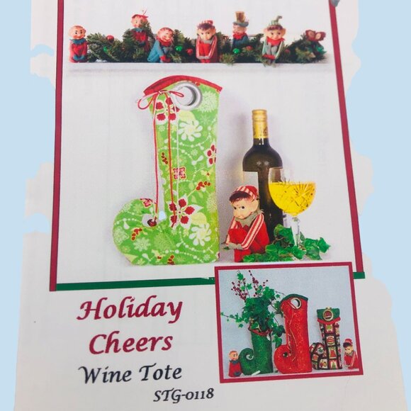 The Sweet Tea Girls Patterns Holiday Cheers Wine Tote Sewing Pattern Uncut - Picture 2 of 5